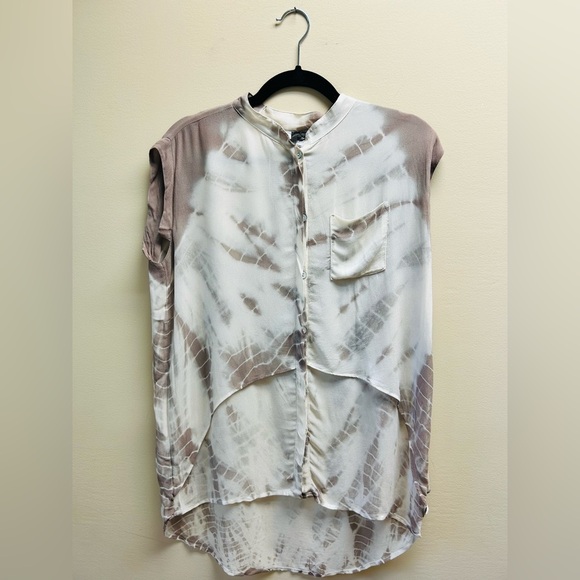 Young Fabulous & Broke Tops - Young Fabulous & Broke Tie-Dye Sleeveless Top - Brown and White